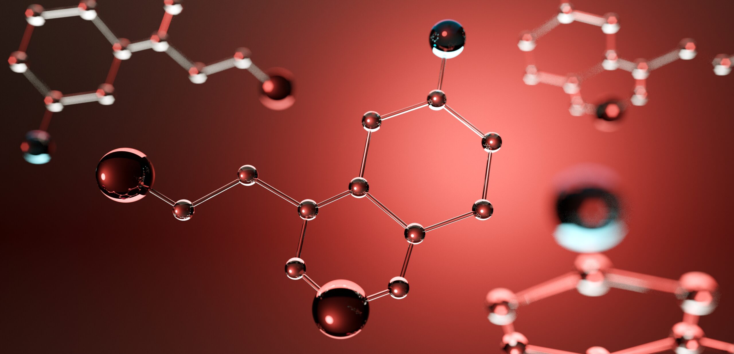 Serotonin molecule illustration representing wellness and health benefits